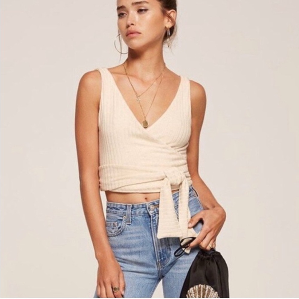 Off-white Reformation Ace wrap top, size L